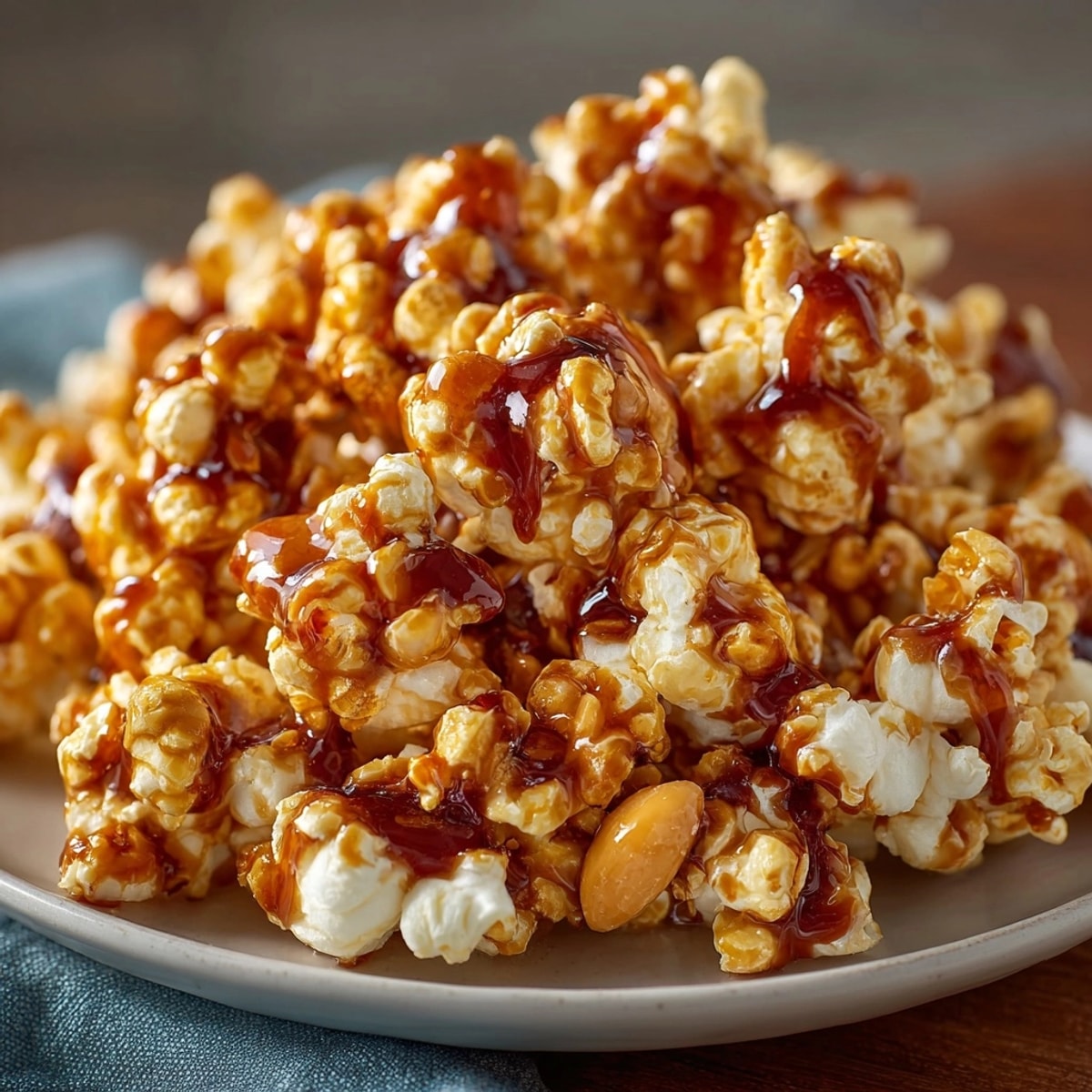 Crunchy, chewy Caramel-Popcorn Peanut Clusters: smells like butter, peanut brittle & pure comfort.