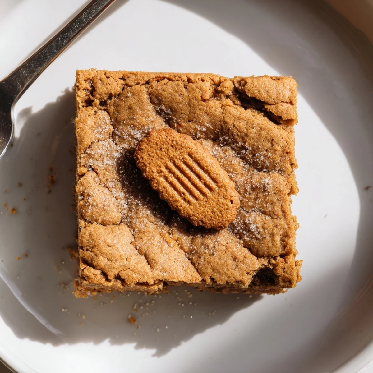 Soft, buttery Flaky Chai Biscuit Blondies topped with tea biscuits and spices.  