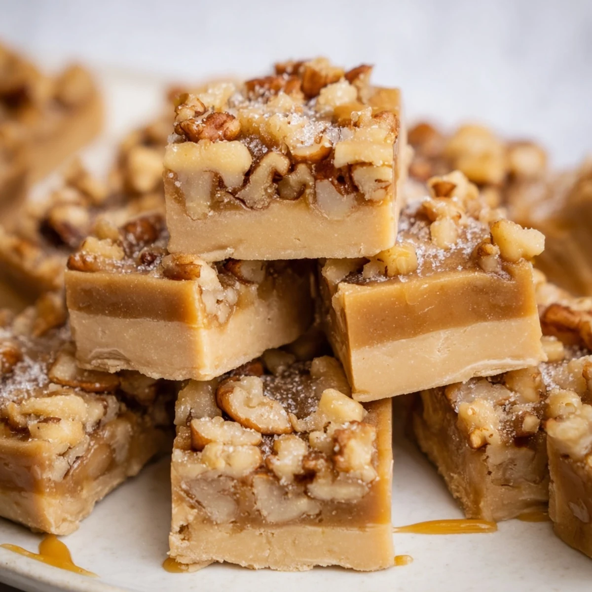 Deliciously nutty root beer caramel pecan bites topped with flaky sea salt, irresistible treat.  