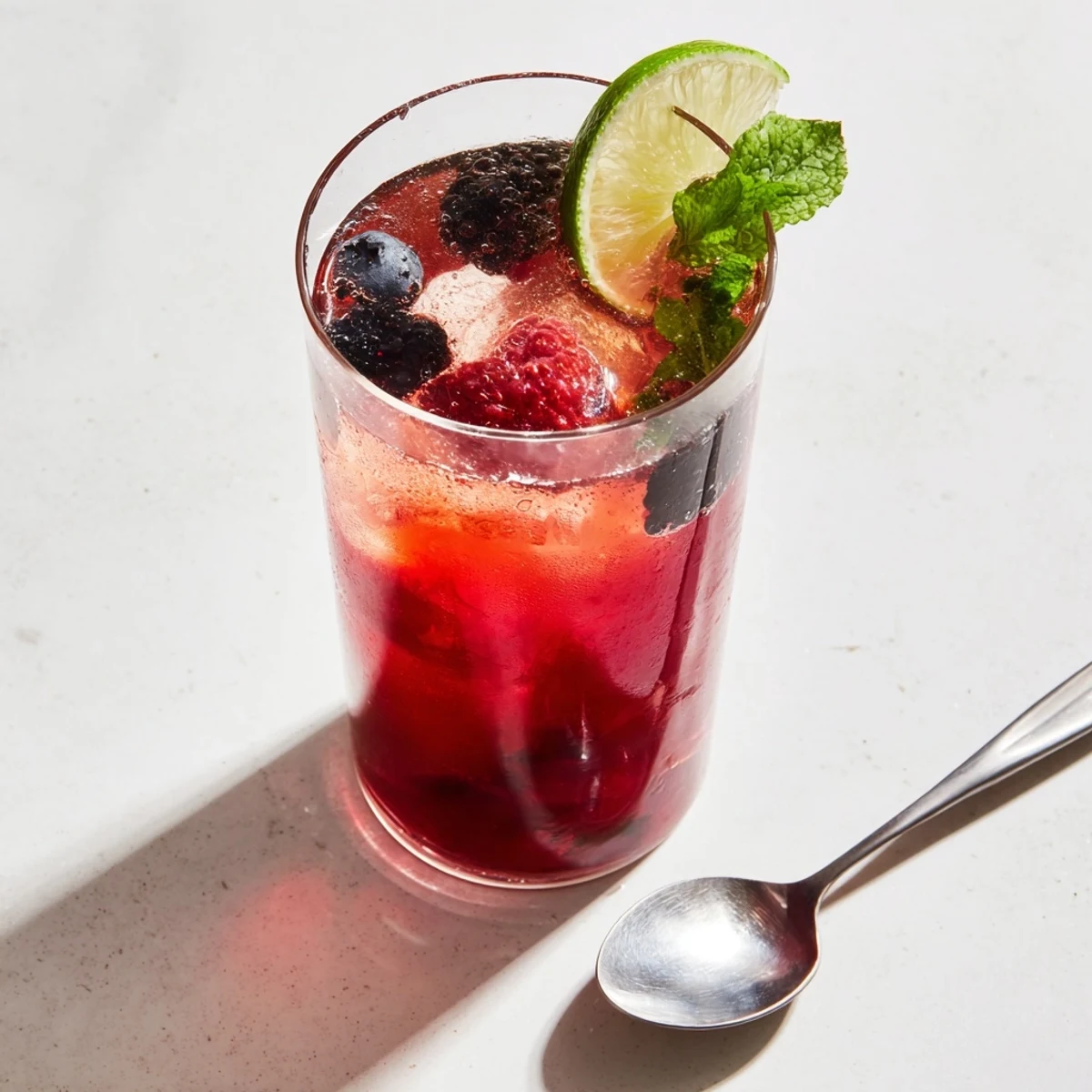 Enjoy a creamy glass of fizzy Kombucha-Style mocktails garnished with fresh mint leaves.  
