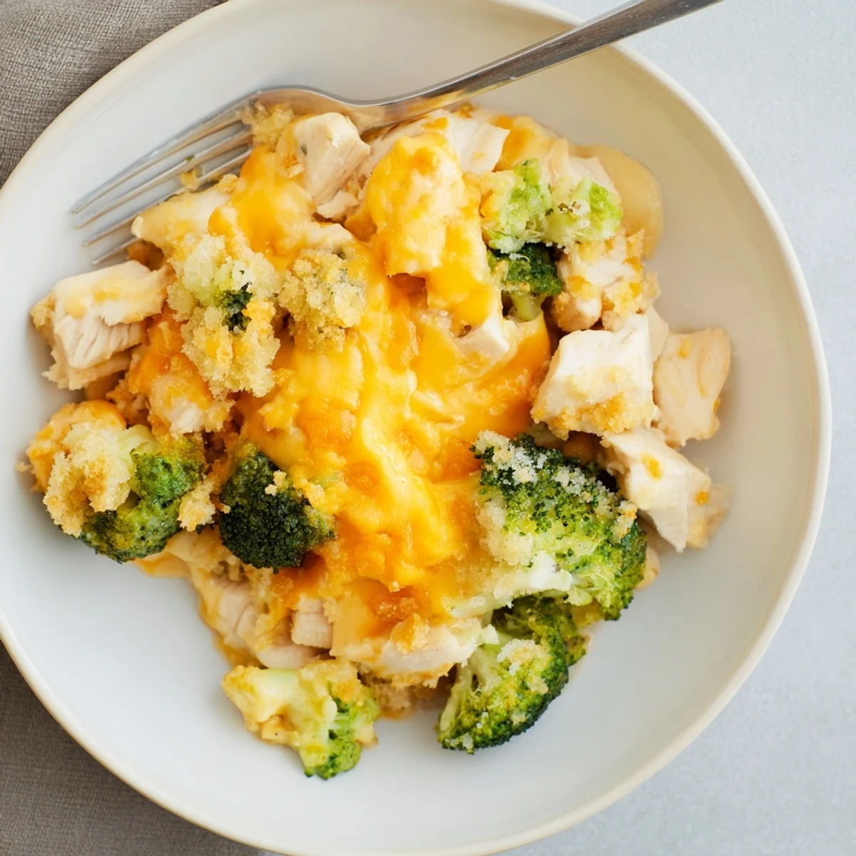 Golden melted cheese shelters tender chicken and vibrant broccoli in this comforting bake.  