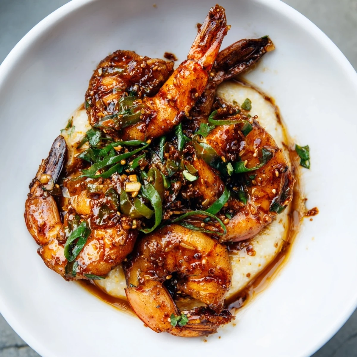 Creamy, cheesy Shrimp & Grits; the tender shrimp are swimming in garlic butter, a Southern brunch delight.