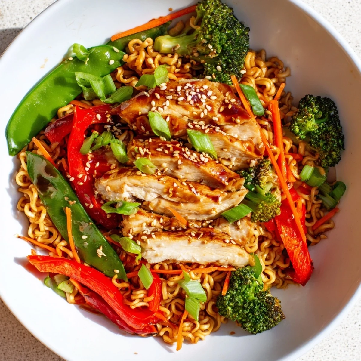 Sheet-Pan Crispy Ramen with golden chicken and vegetables, perfect for a flavorful weeknight meal.