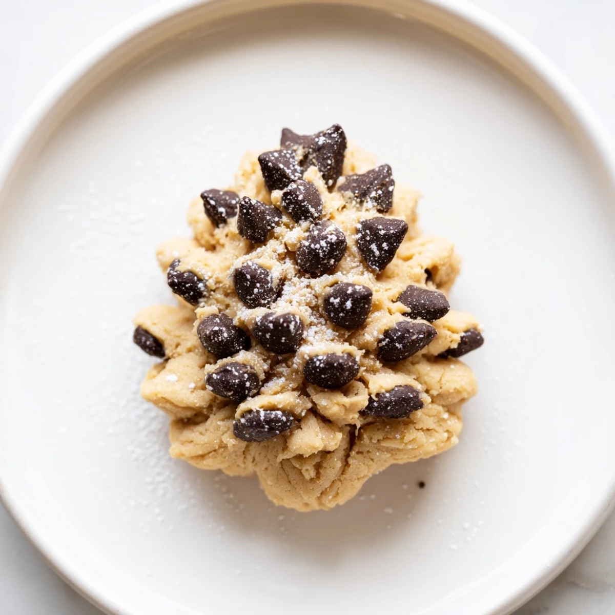 Warm, golden-brown pinecone shaped peanut butter cookies, sprinkled with chocolate chips for festive flair.