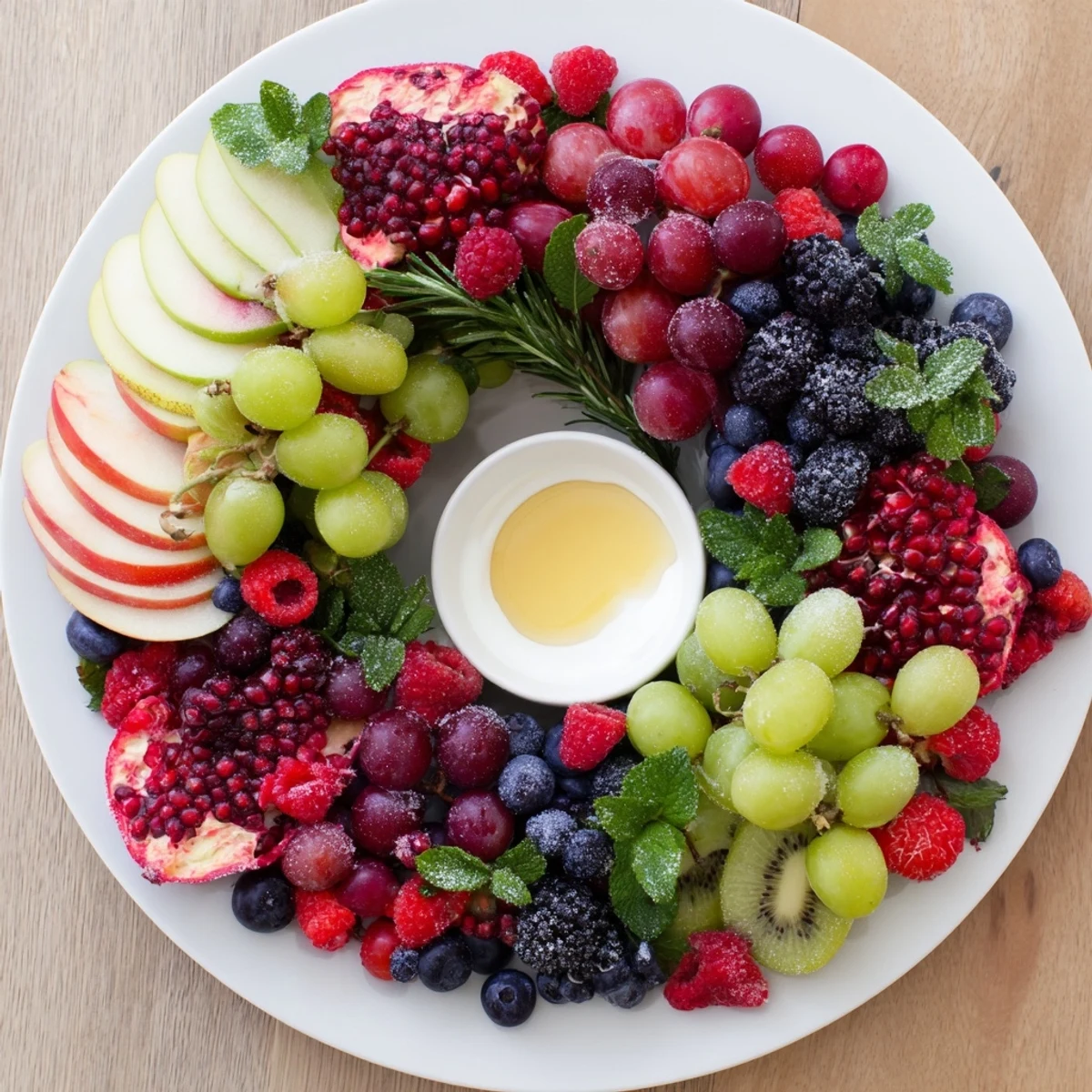 A beautiful holiday appetizer—the Winter Berry Wreath Fruit Board—showcases sweet, juicy berries and festive garnishes.