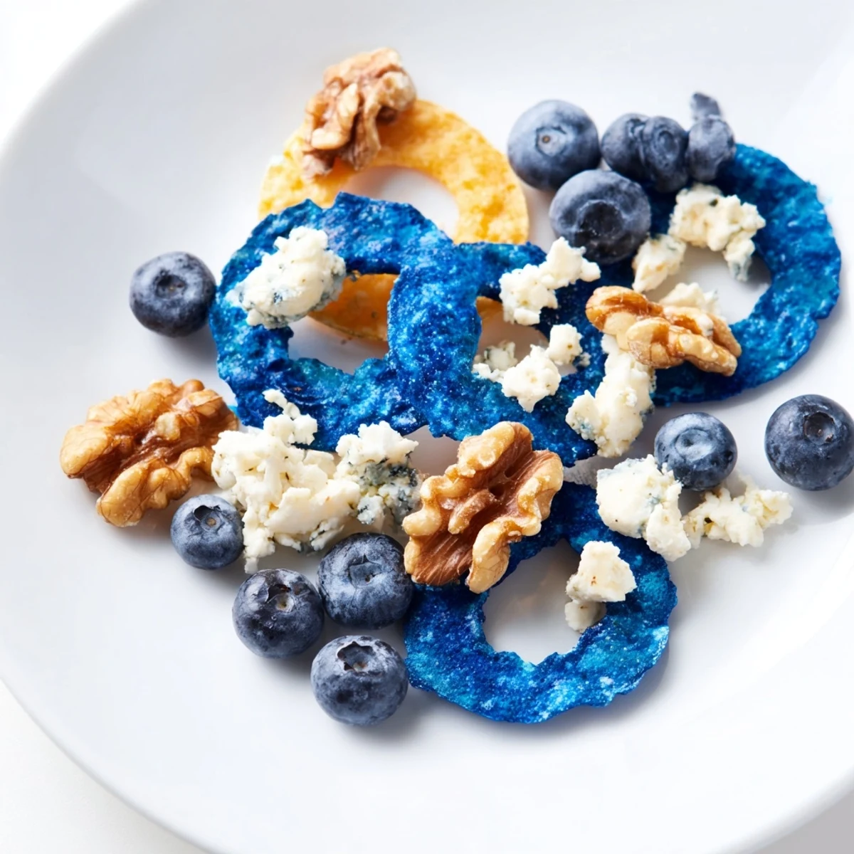 Vibrant Olympic Rings appetizer features colorful circles of fresh fruits and veggies for a party.