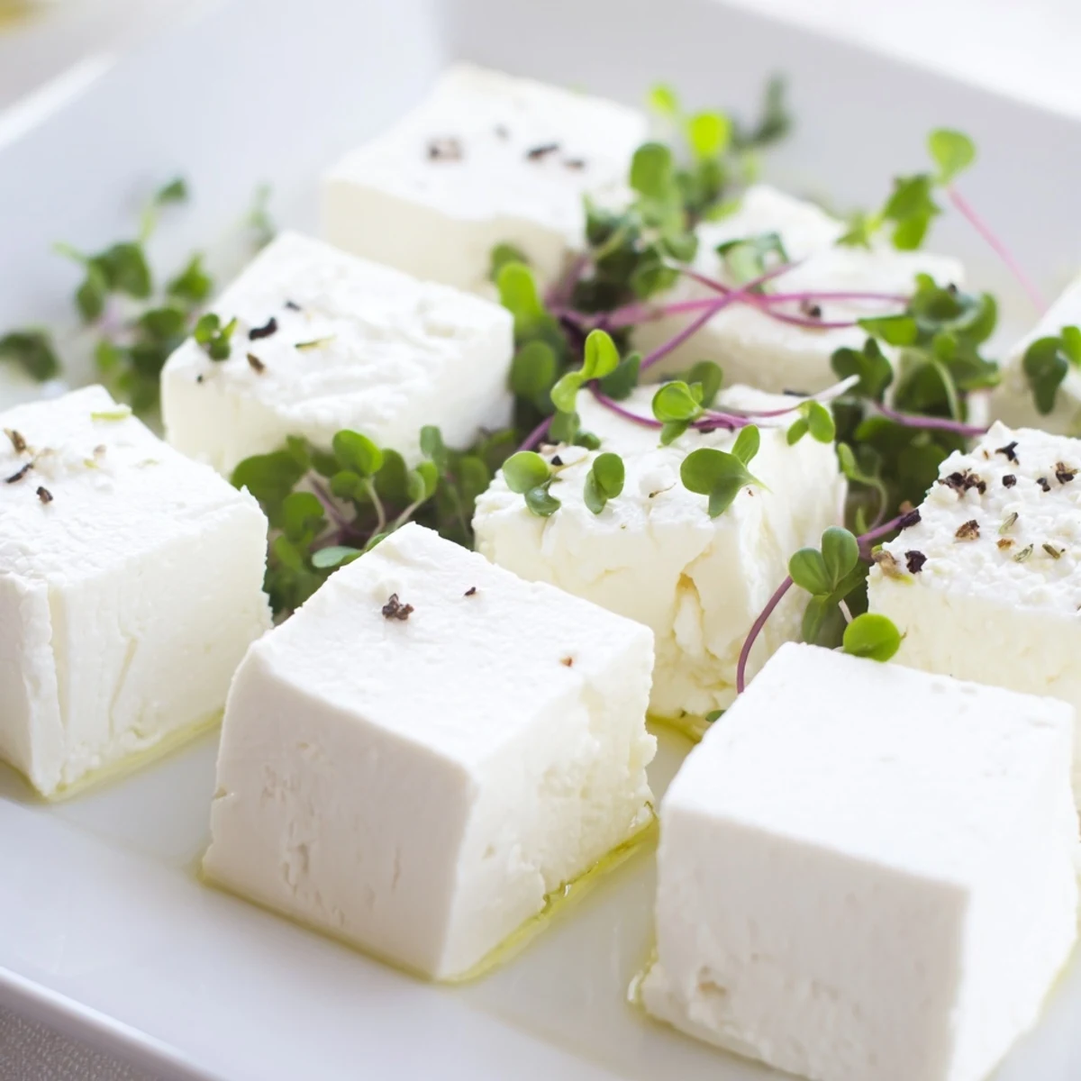 A colorful checkerboard garden appetizer featuring creamy cheeses and fresh, flavorful herb squares.