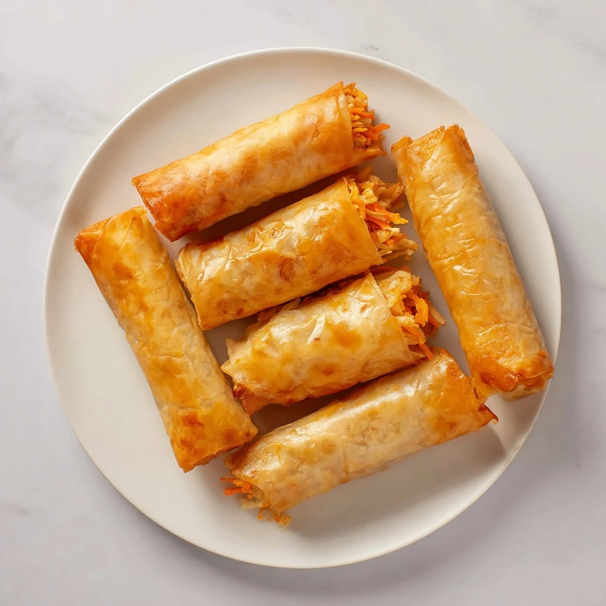 Golden, crispy air fryer chicken lumpia bites ready to be dipped, perfect appetizer recipe.