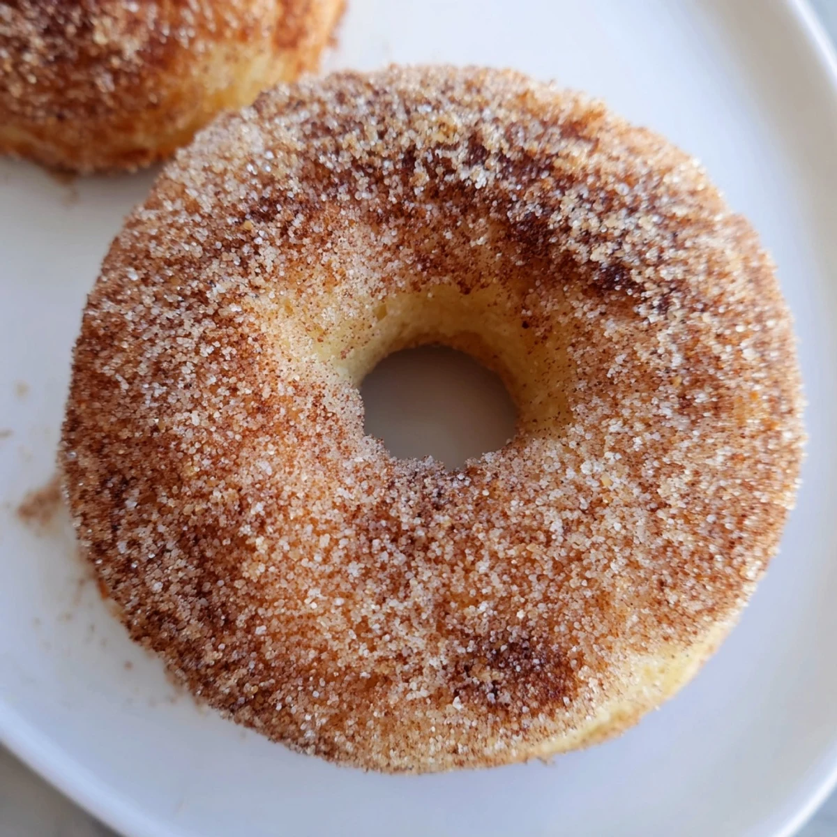 Golden-brown cinnamon-sugar baked donuts, a delightful American dessert perfect for sharing with family.