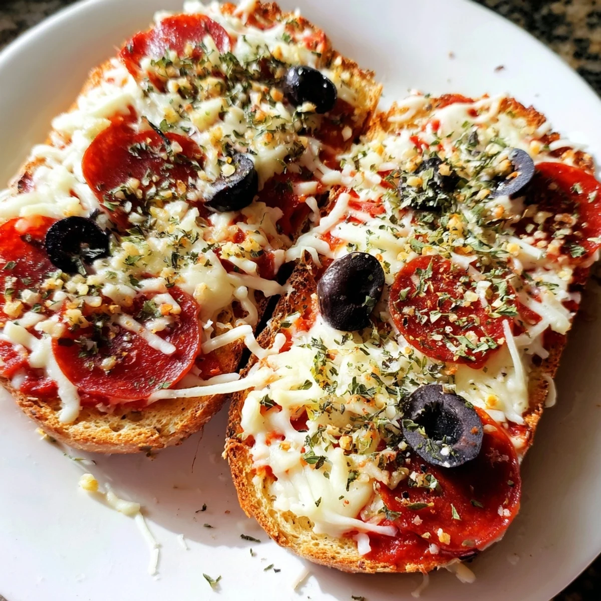 This quick and easy recipe for Air Fryer Pizza Toast features crispy bread and a delicious marinara base.