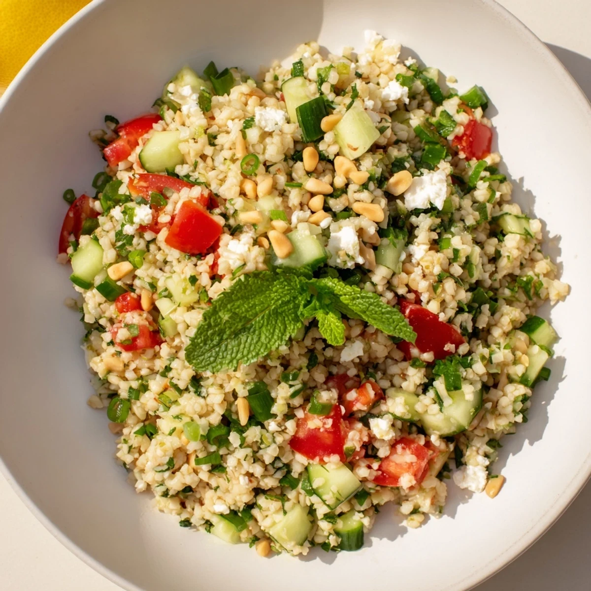 This bright, healthy tabbouleh grain bowl is bursting with colors and tastes wonderfully fresh and light.