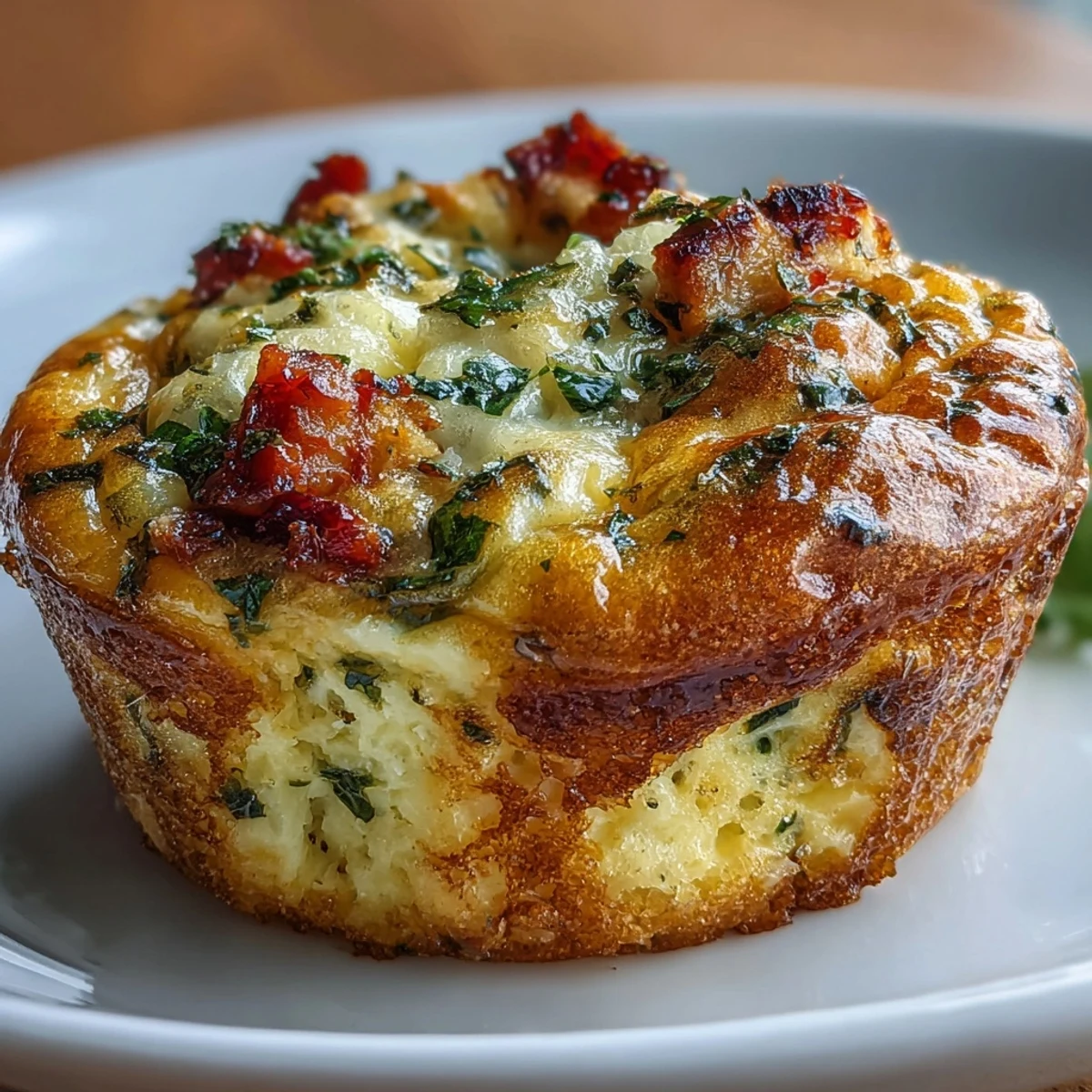 High-protein ham and veggie egg muffins baked with colorful bell peppers, spinach, and cheddar cheese.
