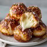 Melted cheese oozes from warm Mozzarella-Stuffed Pretzel Bites, a perfect game-day snack.