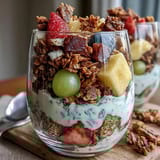 Healthy soccer team snack cups with fresh fruit and granola, layered with creamy yogurt for a nutritious and energizing treat.