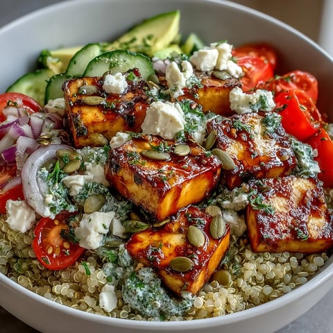 Freshly prepared Simple Grain Bowl with fluffy quinoa, vibrant chickpeas, avocado slices, and cherry tomatoes, drizzled with a lemon dressing on a rustic wooden table.