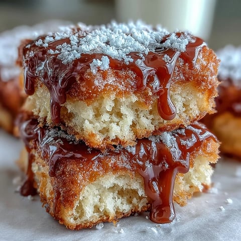 Freshly baked Maple Donut Bars cooling on a wire rack with a sweet, glossy maple glaze dripping down the sides.