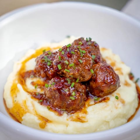 BBQ Meatballs Mashed Potatoes #142