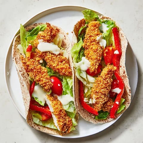 Imagine a close up of the festive and flavorful Crispy Santa Hat Chicken Caesar Wrap on a plate.