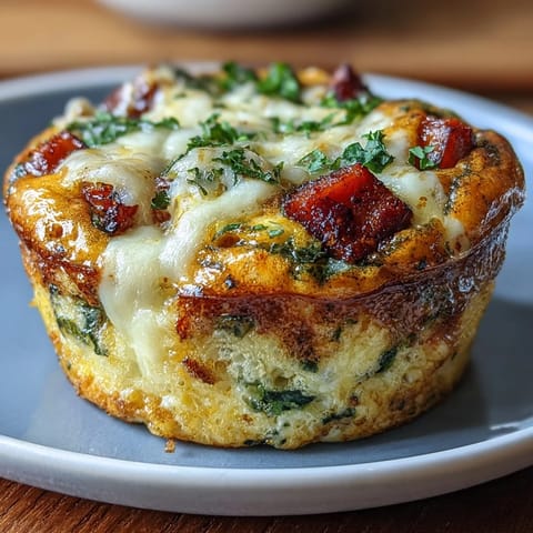 Savory egg muffins packed with diced ham, fresh vegetables, and melted cheese for a protein-rich breakfast.
