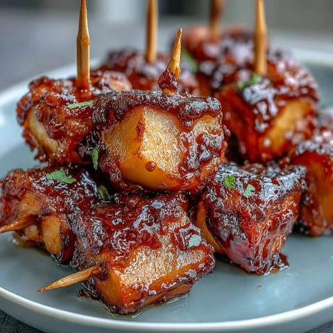 2. Bite-sized apple pieces dipped in vibrant red candy shell, perfect for party platters and festive snacking.  