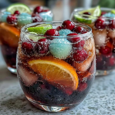Vibrant graduation punch bowl filled with rainbow sherbet and fizzy lemon-lime soda, perfect for festive celebrations.
