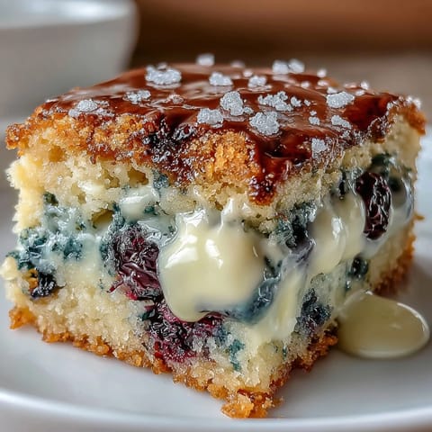 Golden baked White Chocolate Lemon Blueberry Blondies, bursting with fruit and creamy chocolate goodness.