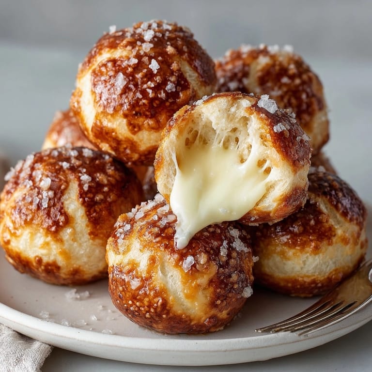 Melted cheese oozes from warm Mozzarella-Stuffed Pretzel Bites, a perfect game-day snack.