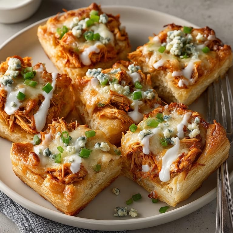 Homemade Buffalo Blitz Puff Pastry Bites: Flaky, cheesy, irresistible appetizer for game day.