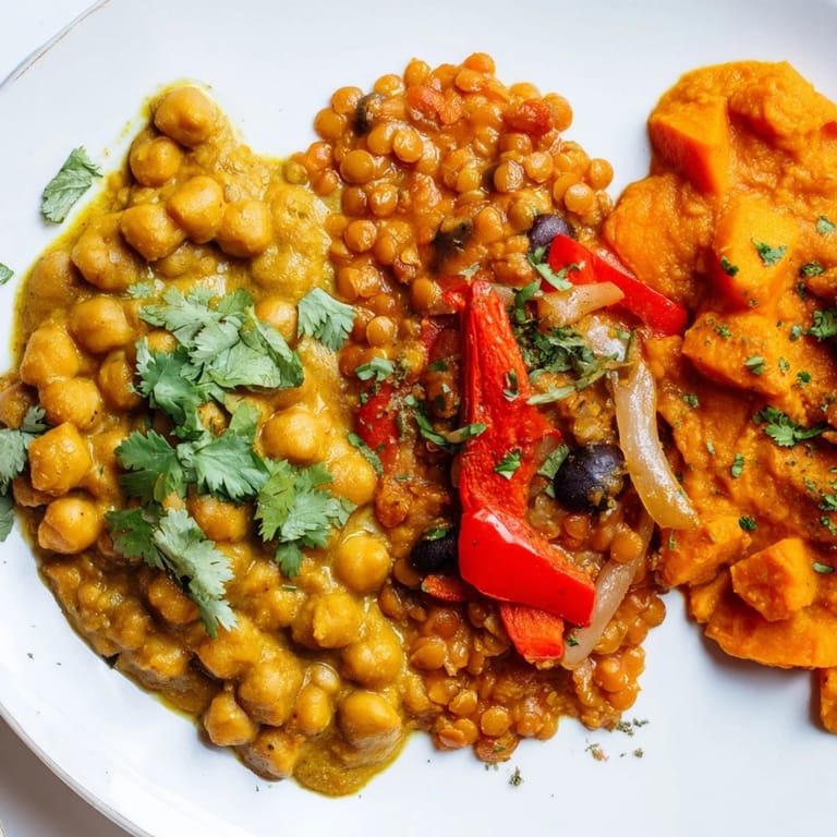 Thai Red Lentil Curry bursting with flavors, served with lime and fragrant herbs.  