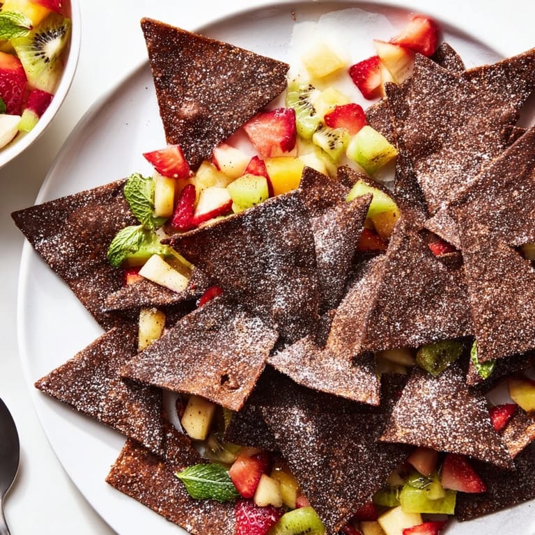 Homemade dessert chips & salsa, a sweet twist on the classic snack delight.