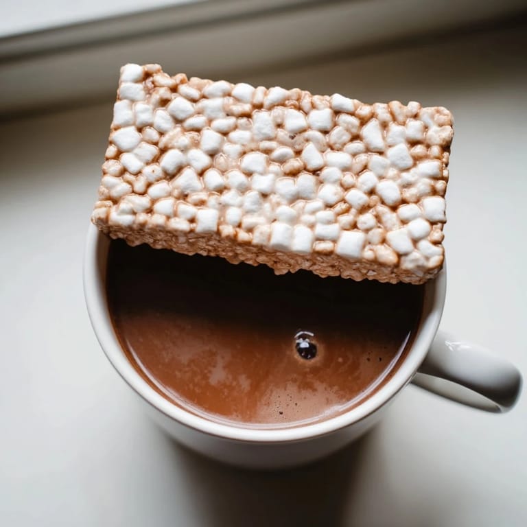 A close-up of a warm mug of hot chocolate with the fluffy Cozy Bear Marshmallow Bar melting on top.