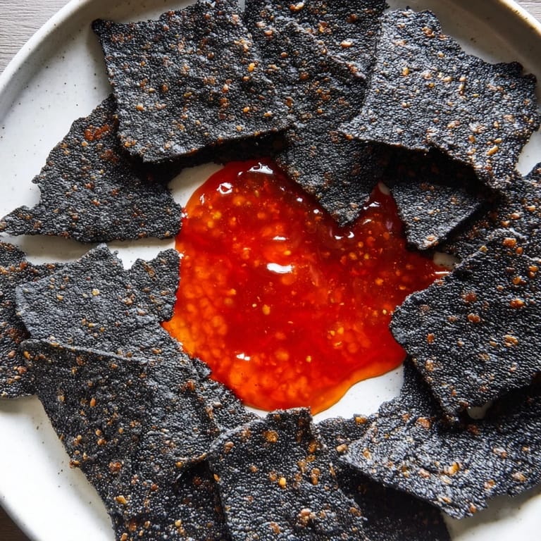 Gather around this Volcanic Flow, featuring fiery red jelly central and dark, crunchy charcoal crackers for dipping.