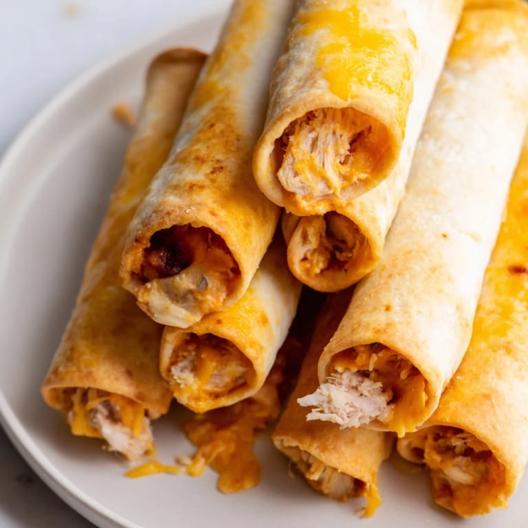 Mouthwatering image of Air Fryer Taquitos showing their perfect golden-brown, crispy texture ready to be enjoyed.