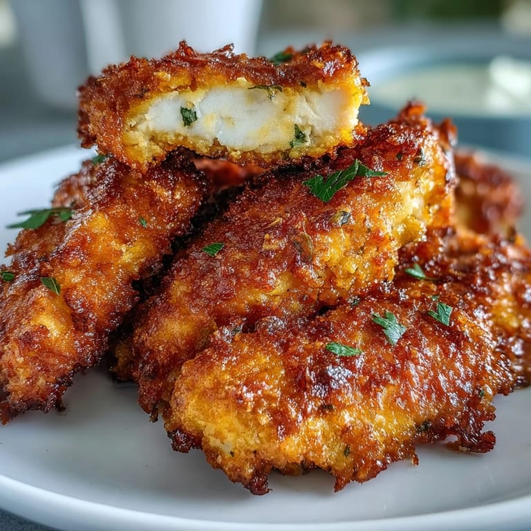 Hands holding a basket of golden Crispy Turmeric Chicken Tenders ready for a party platter.