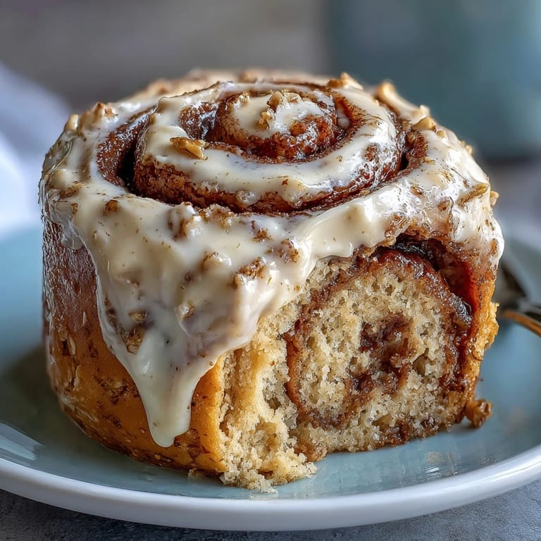A warm High-Protein Cinnamon Roll Mug Cake microwaved to fluffy perfection, drizzled with tangy cream cheese frosting.