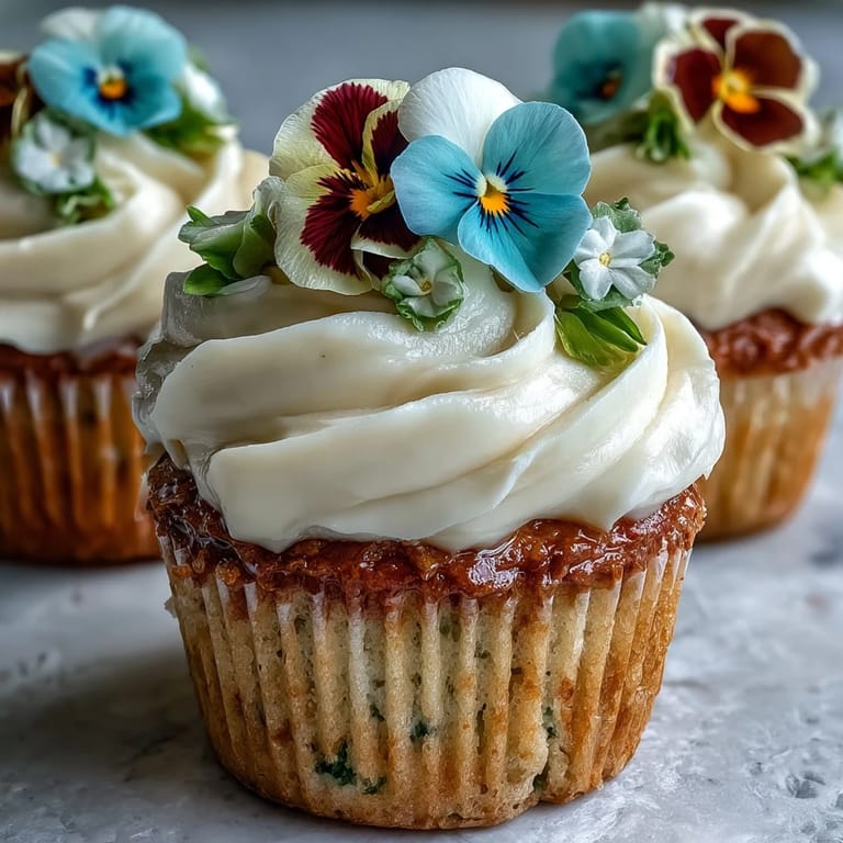 Spring cupcakes featuring fluffy vanilla cake, smooth buttercream, and vibrant edible flowers for an elegant treat.