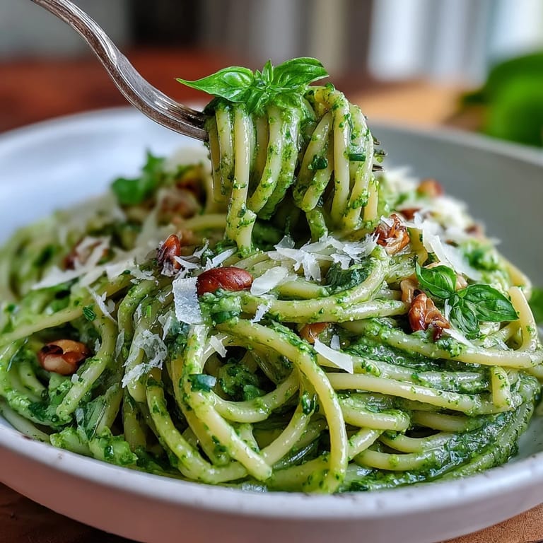 Delicious Creamy Avocado Pesto Pasta, a healthy, no-cook meal served with fresh garnishes.
