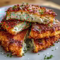 Crispy vegetarian cabbage schnitzel with golden breadcrumb crust, served with lemon wedges and parsley.