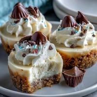 Creamy Easy Graduation Cheesecake Bites topped with festive sprinkles for a party.